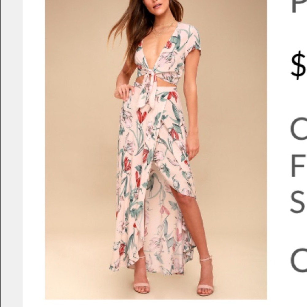 Floral pink two-piece maxi set